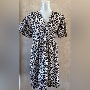 Vanessa Zani Cheeta Print Wrap Dress